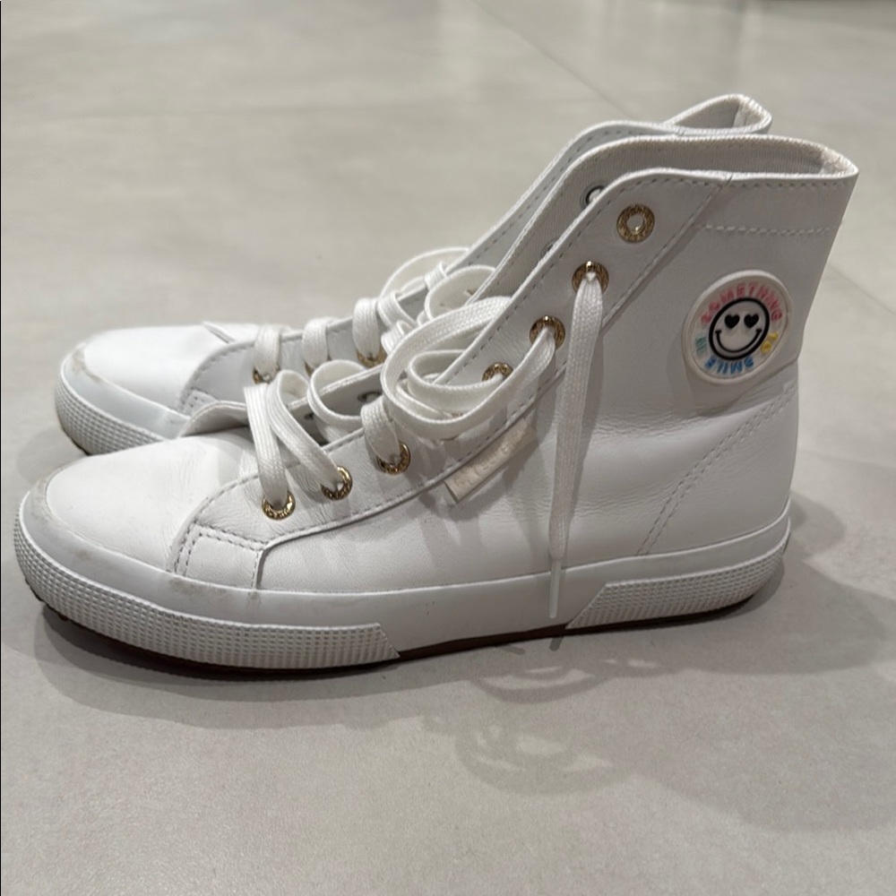 White High-Top Sneakers Something Navy x Superga